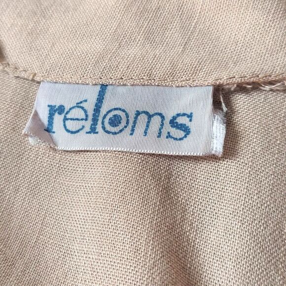 Vintage Reloms Dress Tan w Big Brown and White Check Bow Sz M B38 W34 - Hey Viv - Picture 8 of 9